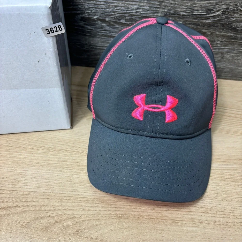 Under Armour Hat‎ Cap Strap Back Womens Gray Pink Run Running Athletic Gym